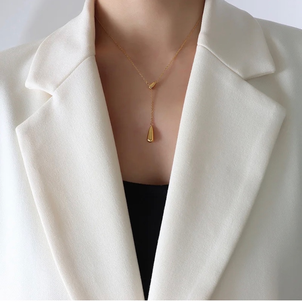 Chokers Water Drop Pendant Tasse necklace 18k gold plated stainless steel